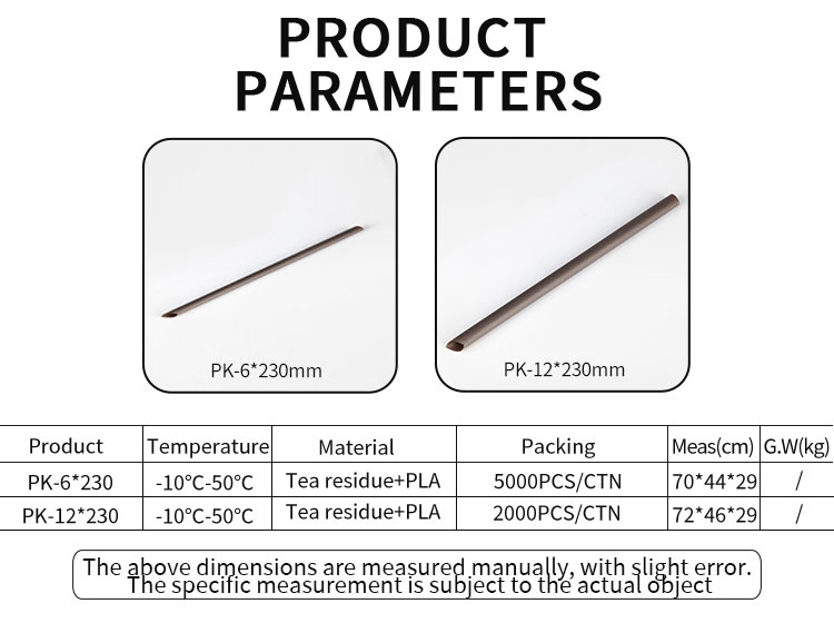 LOKYO tea residue PLA straws parameters